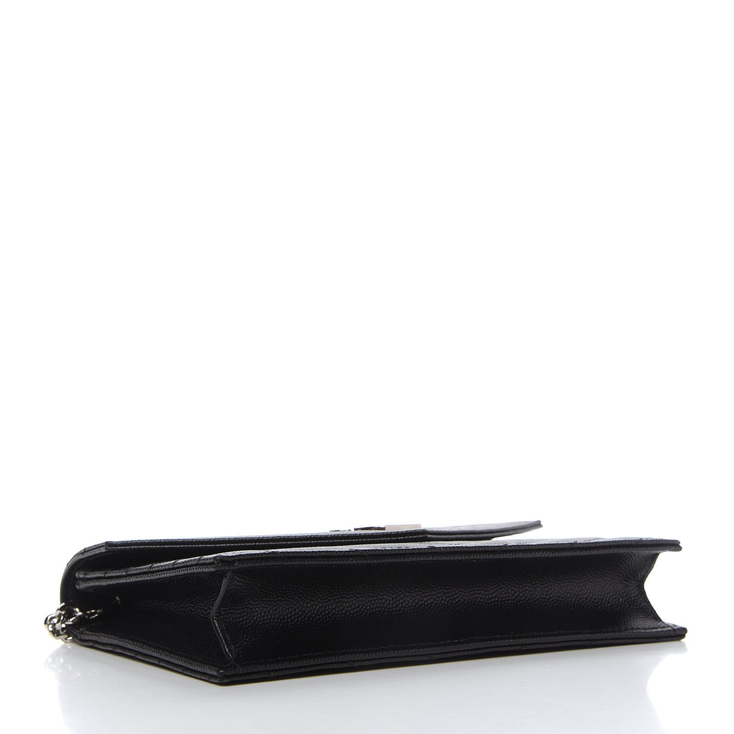 Grain De Poudre Matelasse Chevron Monogram Envelope Chain Wallet Black