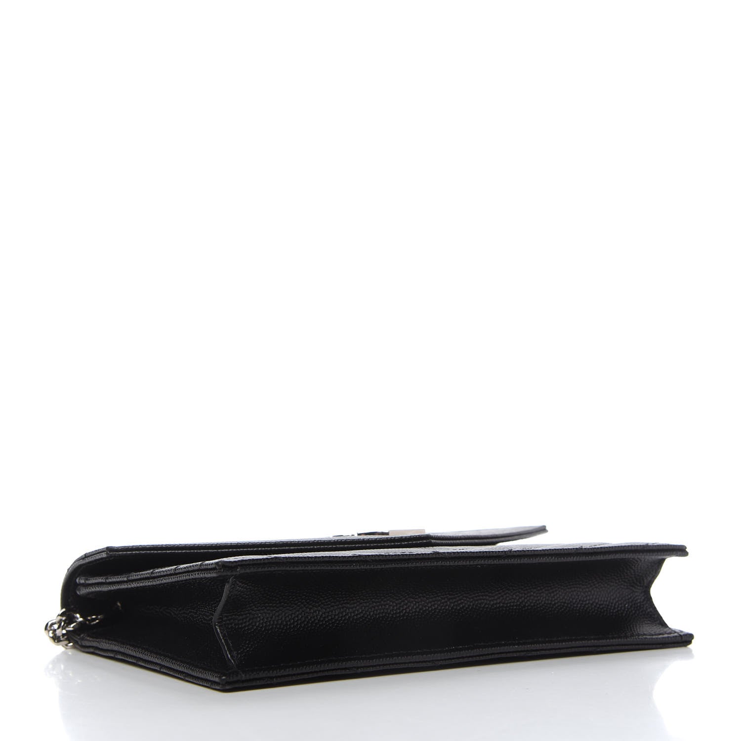Saint Laurent Grain De Poudre Matelasse Chevron Monogram Envelope Chain Wallet Black 4 of 10