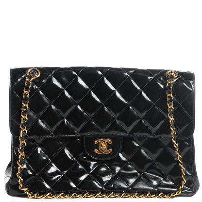Chanel Patent Quilted Jumbo Double Sided Flap Black 1 of 8
