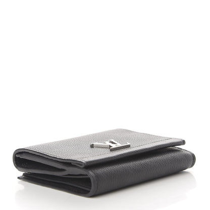 Louis Vuitton Calfskin LockMe II Compact Wallet Black 4 of 6
