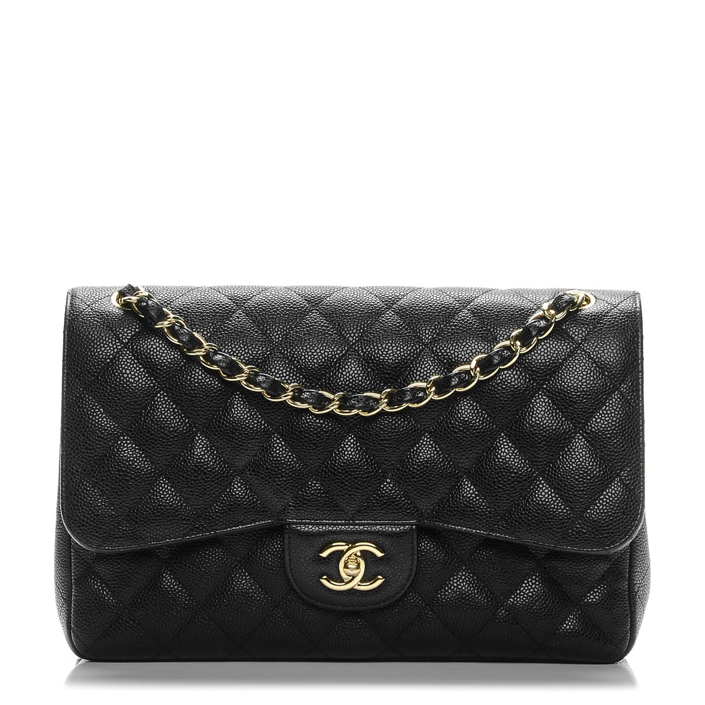 Caviar Quilted Jumbo Double Flap Black