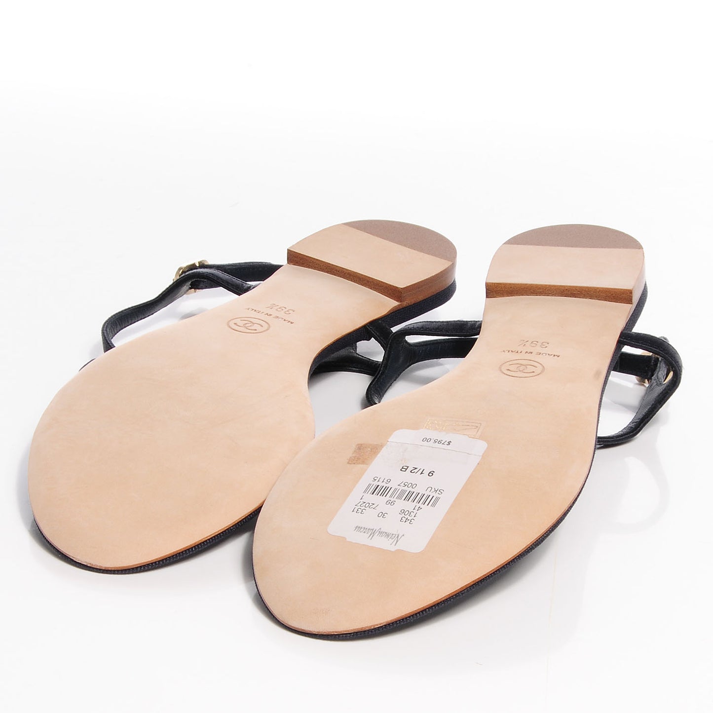 Satin Bow Thong Sandals 39.5 Navy