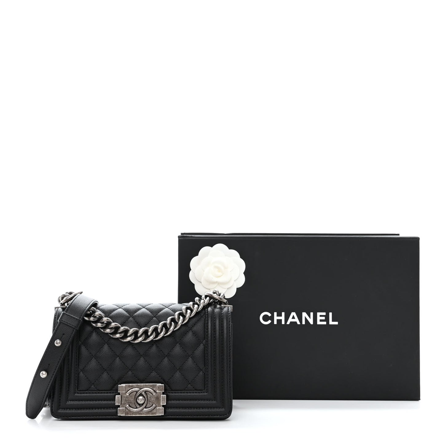 Caviar Quilted Small Boy Flap Black