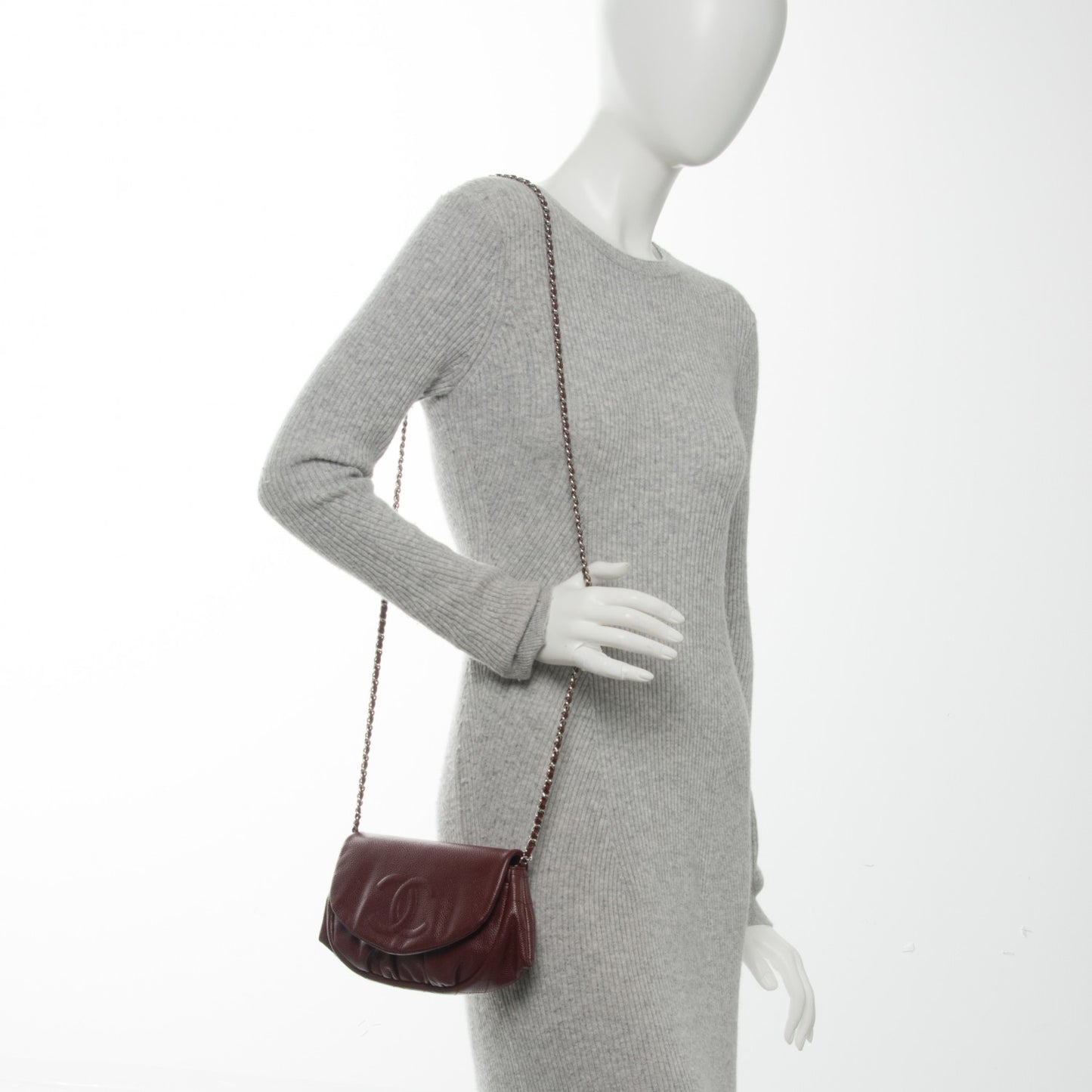 Caviar Half Moon Wallet On Chain WOC Dark Red