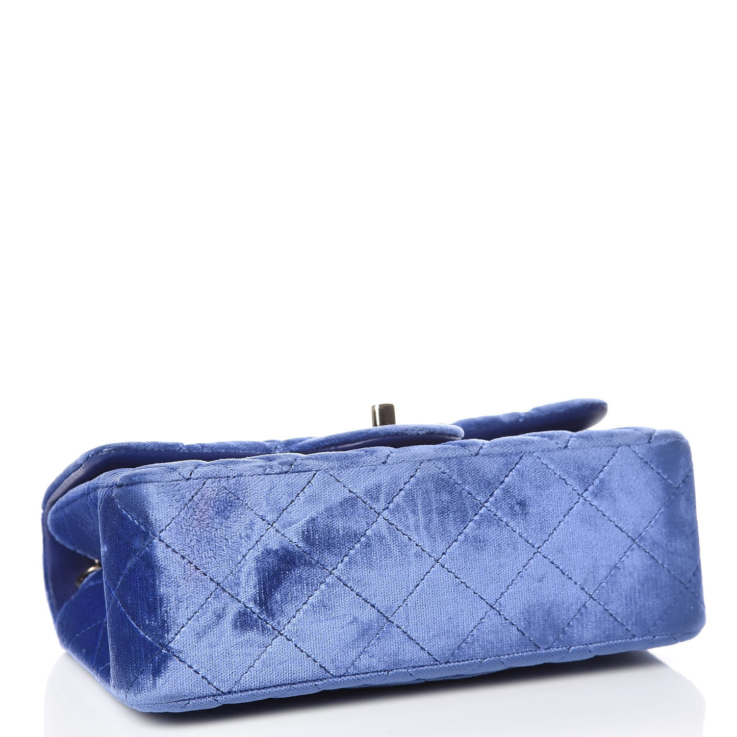 Velvet Quilted Mini Rectangular Flap Blue