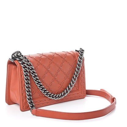 Chanel Caviar Stitched Medium Boy Flap Dark Orange 3 of 9