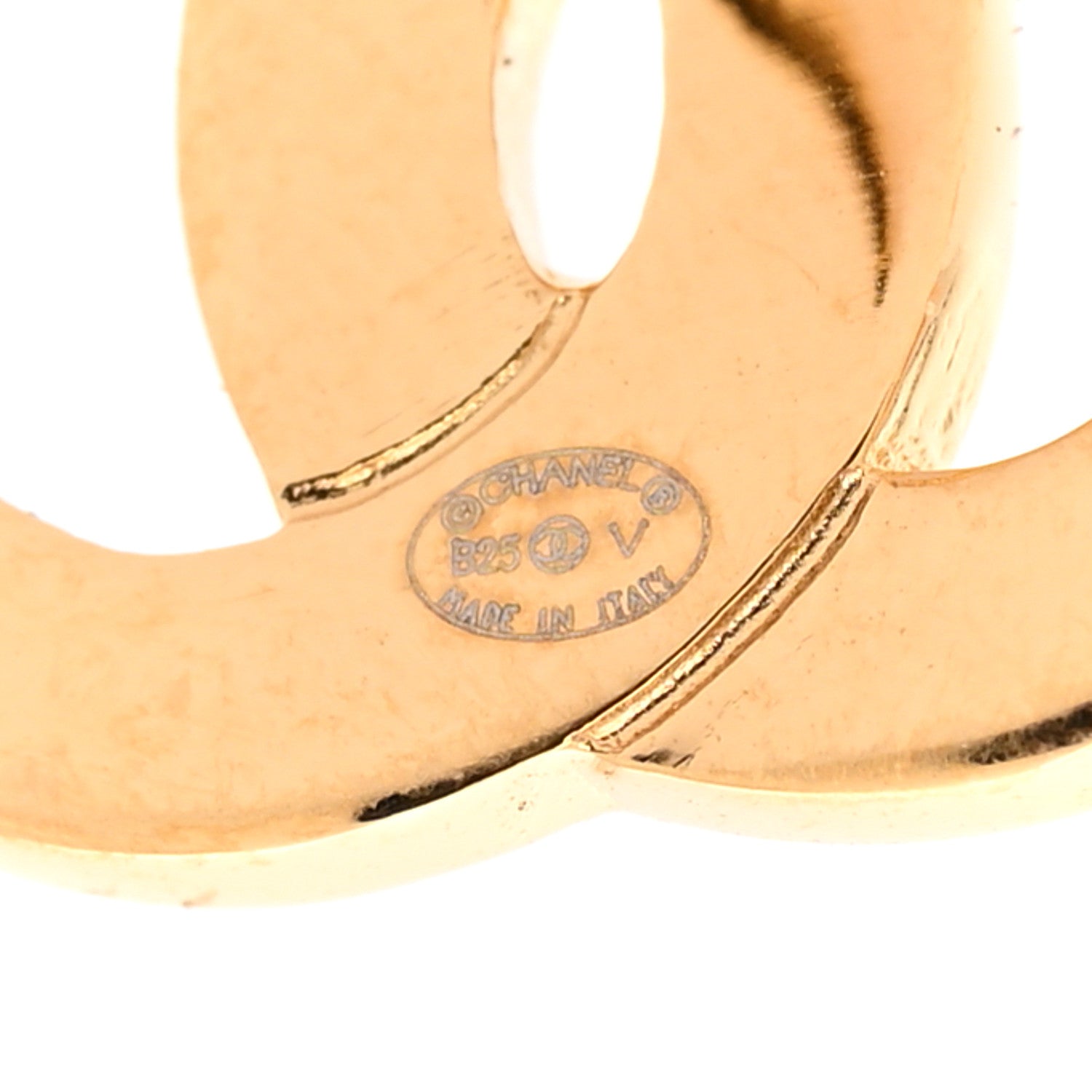 Chanel Metal CC Paris Button Stud Earrings Gold 4 of 5