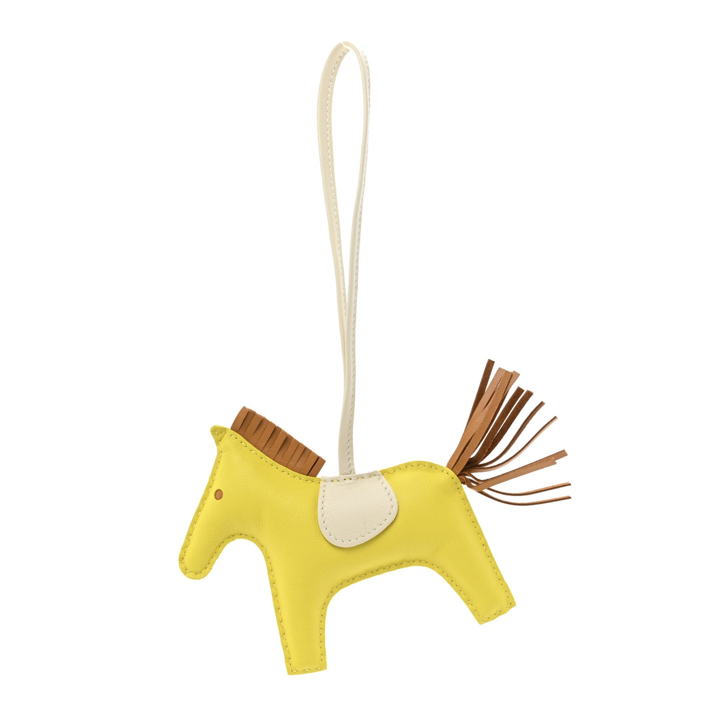 Milo Lambskin Grigri Rodeo Horse Bag Charm GM Lime Sesame Craie