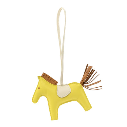 Hermes Milo Lambskin Grigri Rodeo Horse Bag Charm GM Lime Sesame Craie 1 of 3