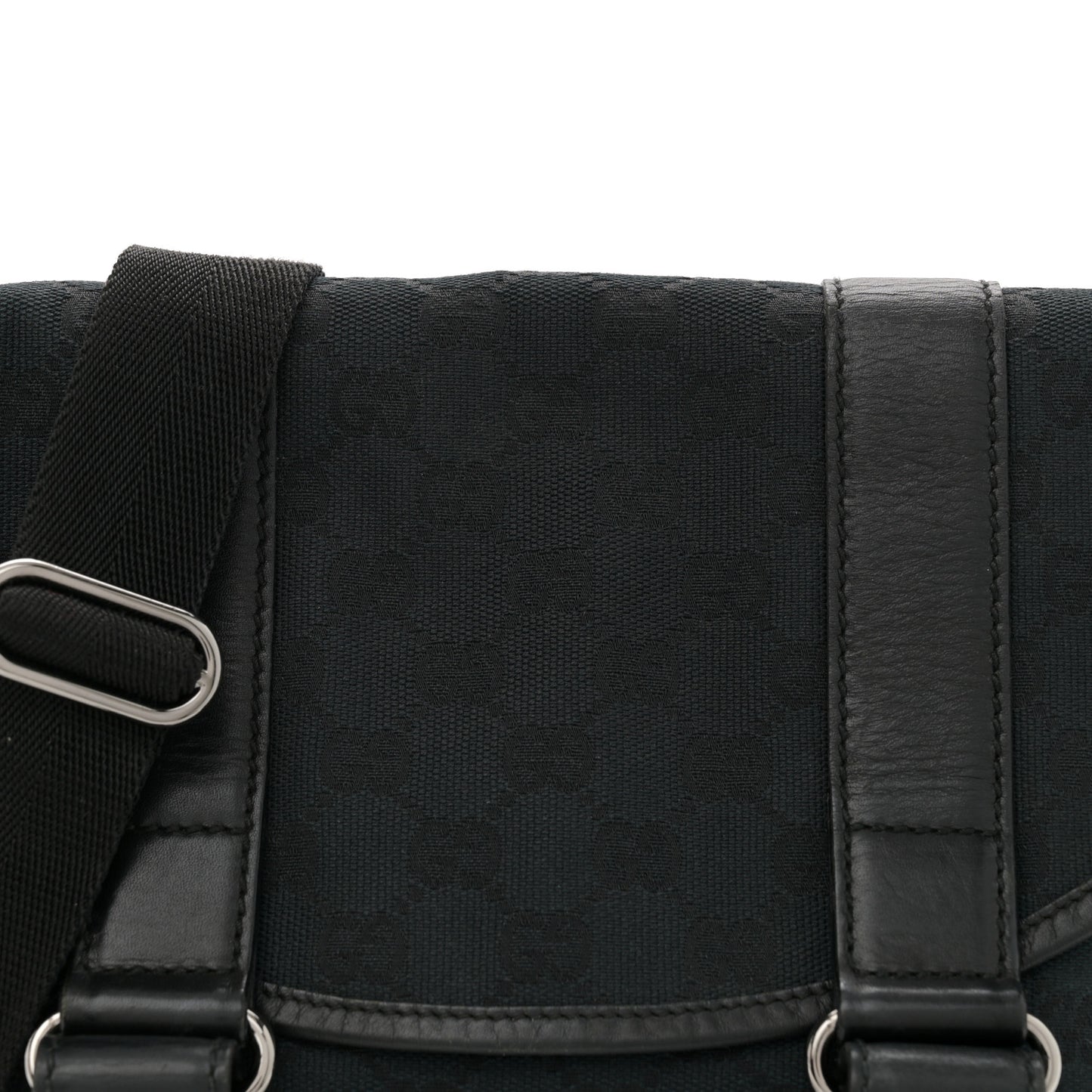 Monogram Small Double Buckle Flap Messenger Bag Black