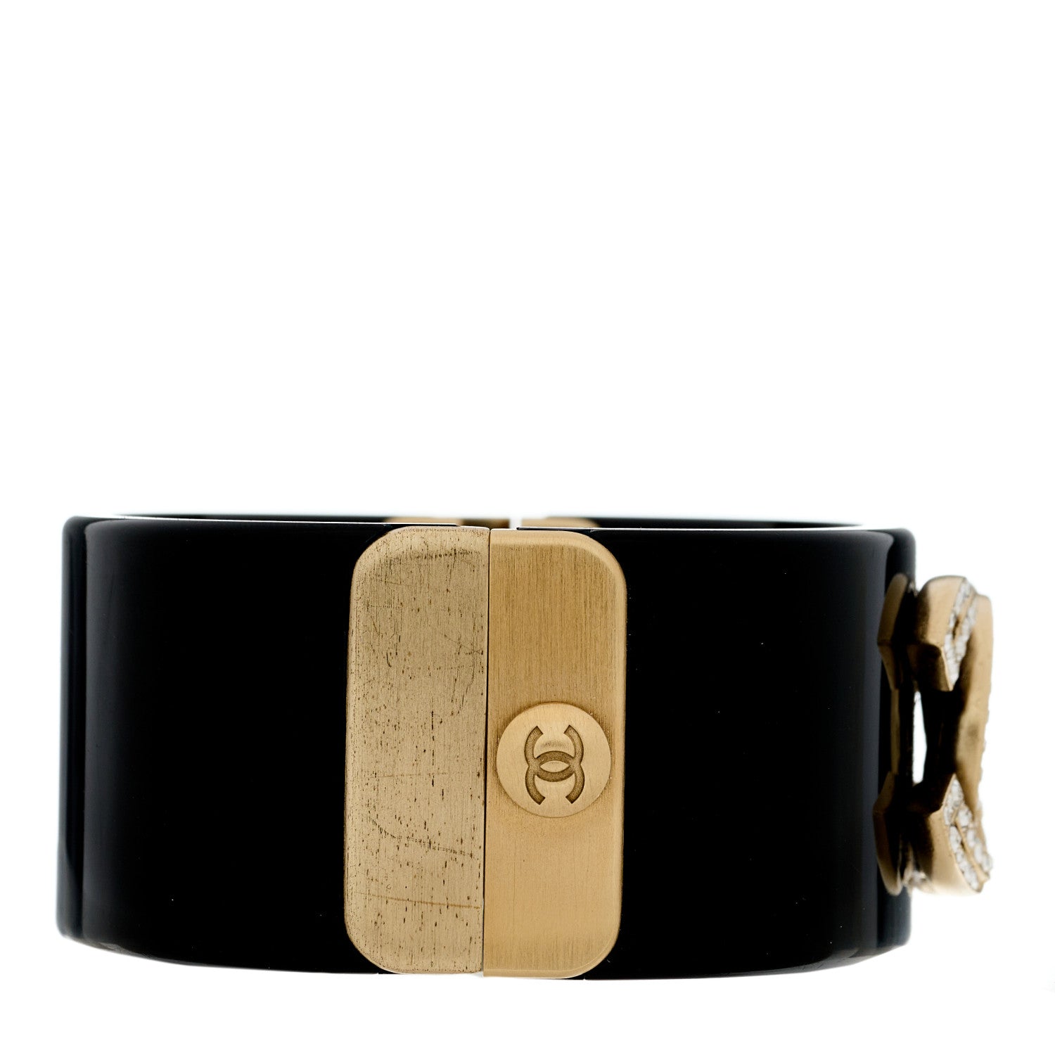 Chanel Resin Crystal Baguette CC Cuff Black 3 of 3