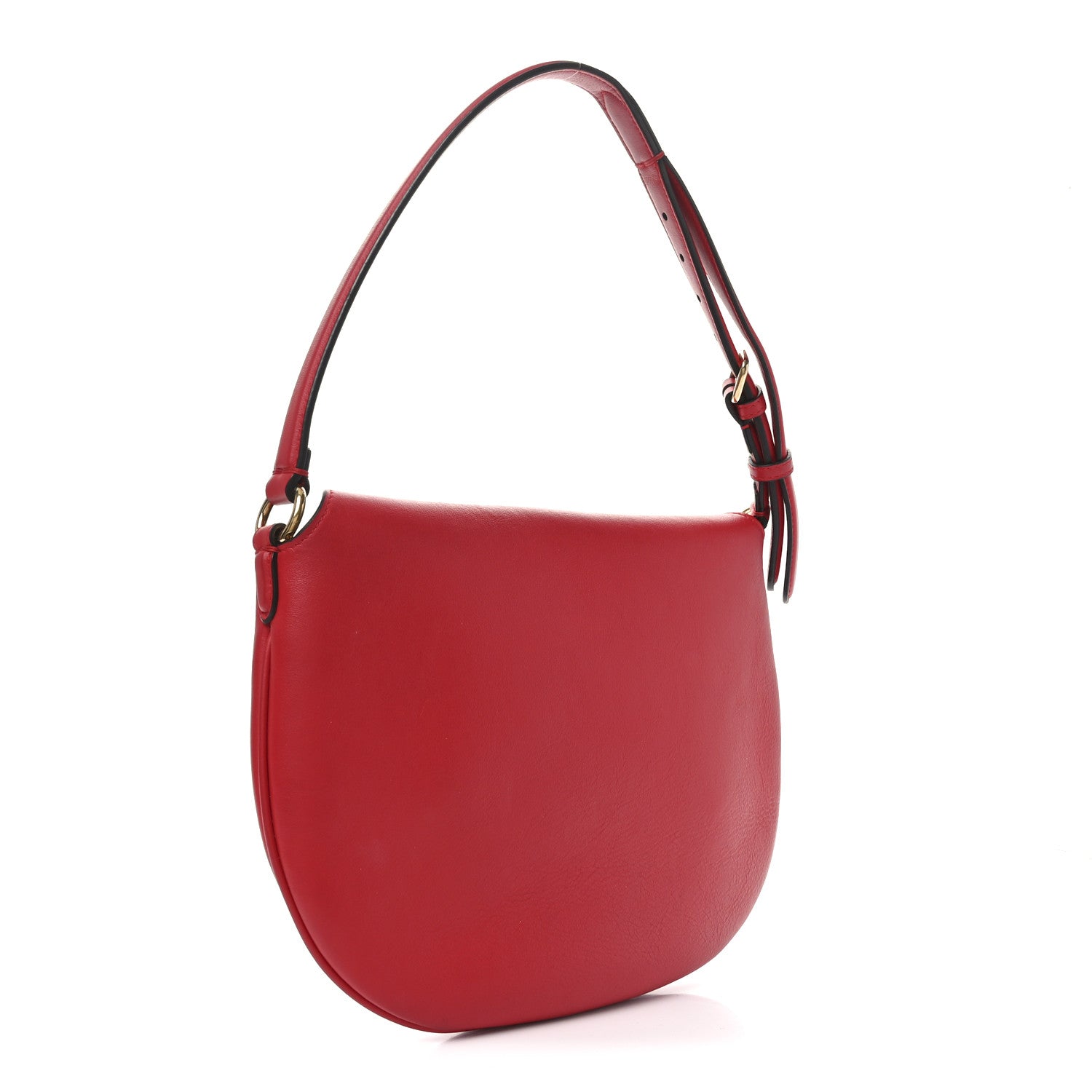 Fendi Vitello Grace Suede Small Croissant Hobo Rosso Cardinale 3 of 9