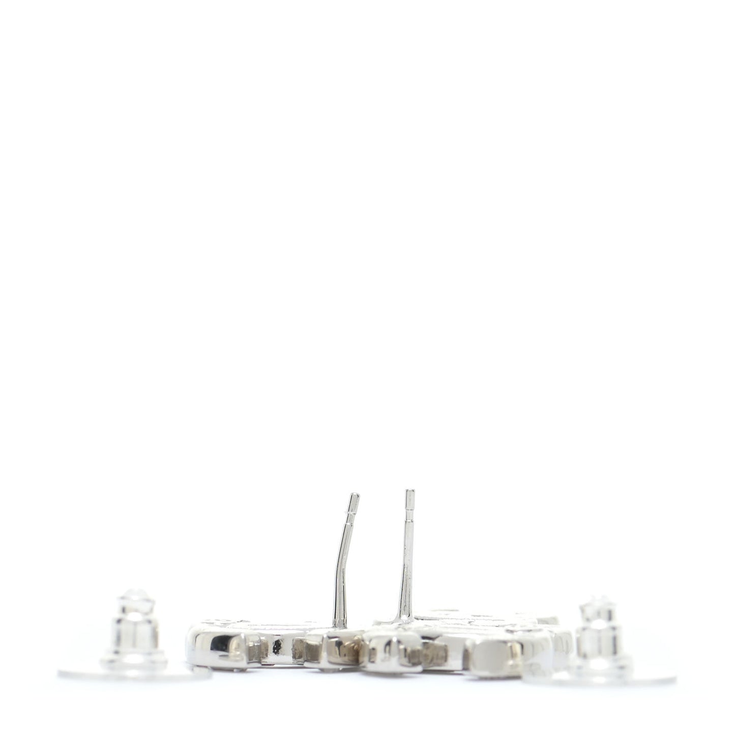 Baguette Crystal Double CC Earrings Silver