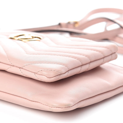 Gucci Calfskin Matelasse Small GG Marmont Double Zip Shoulder Bag Perfect Pink 9 of 10
