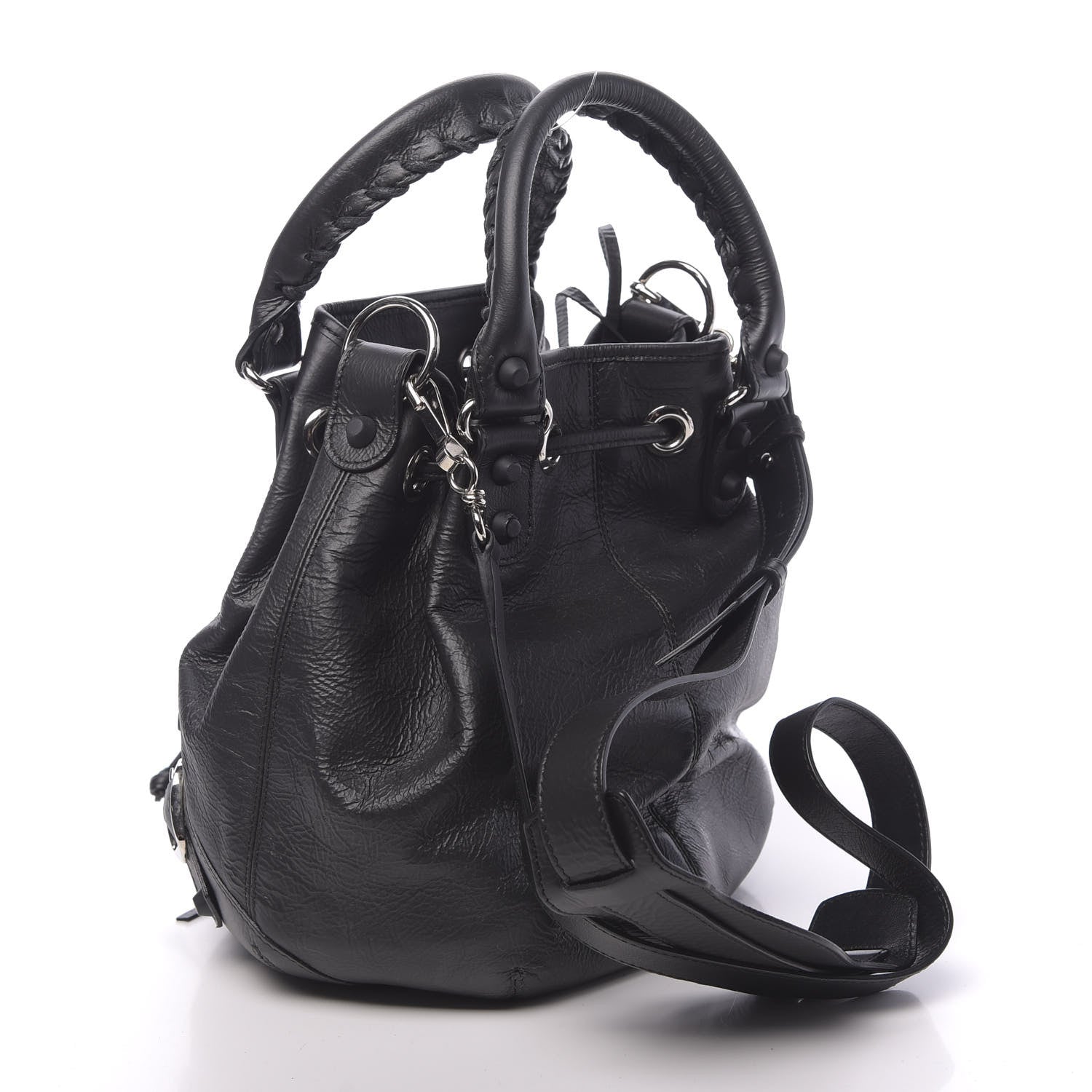 Balenciaga Matte Goatskin Rubber Covered Classic Hardware Mini Pompon Black 3 of 10