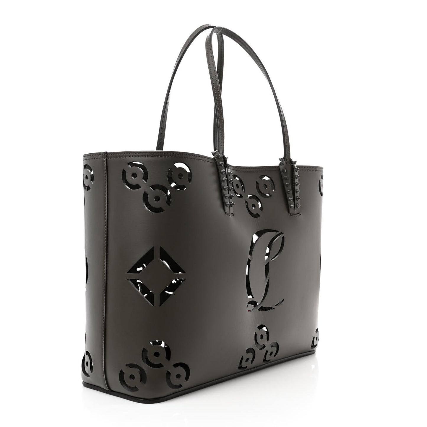 Calfskin Loubinthesky Perforated Cabata Tote Black