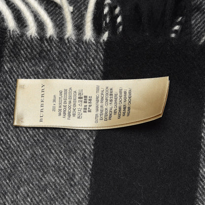 Burberry Cashmere Half Mega Check Fringe Scarf Black 6 of 6