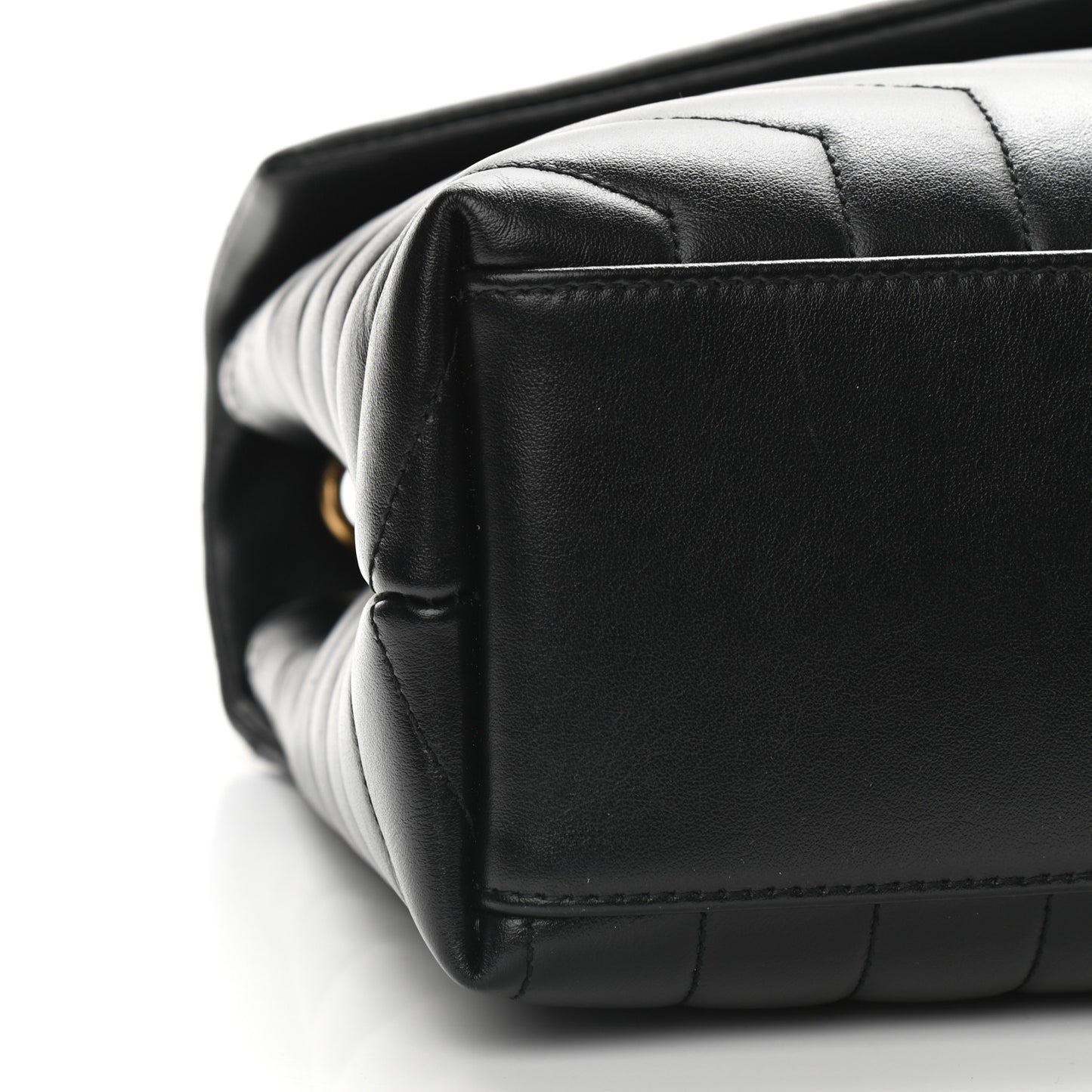 Calfskin Y Quilted Monogram Medium Loulou Chain Satchel Black