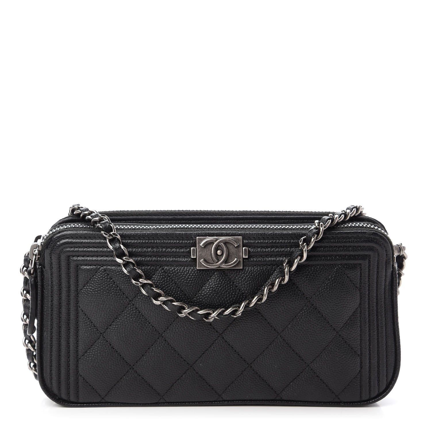 Chanel Caviar Quilted Small Boy Clutch With Chain Black 1 of 14