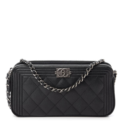 Chanel Caviar Quilted Small Boy Clutch With Chain Black 1 of 14