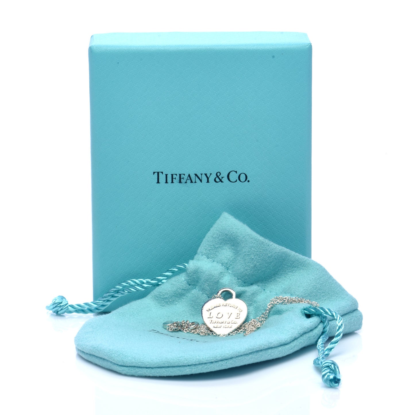 Sterling Silver Enamel Return to Tiffany Love Heart Necklace Blue