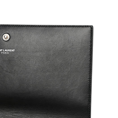 Saint Laurent Calfskin Crocodile Embossed Monogram Chain Wallet Black 12 of 16