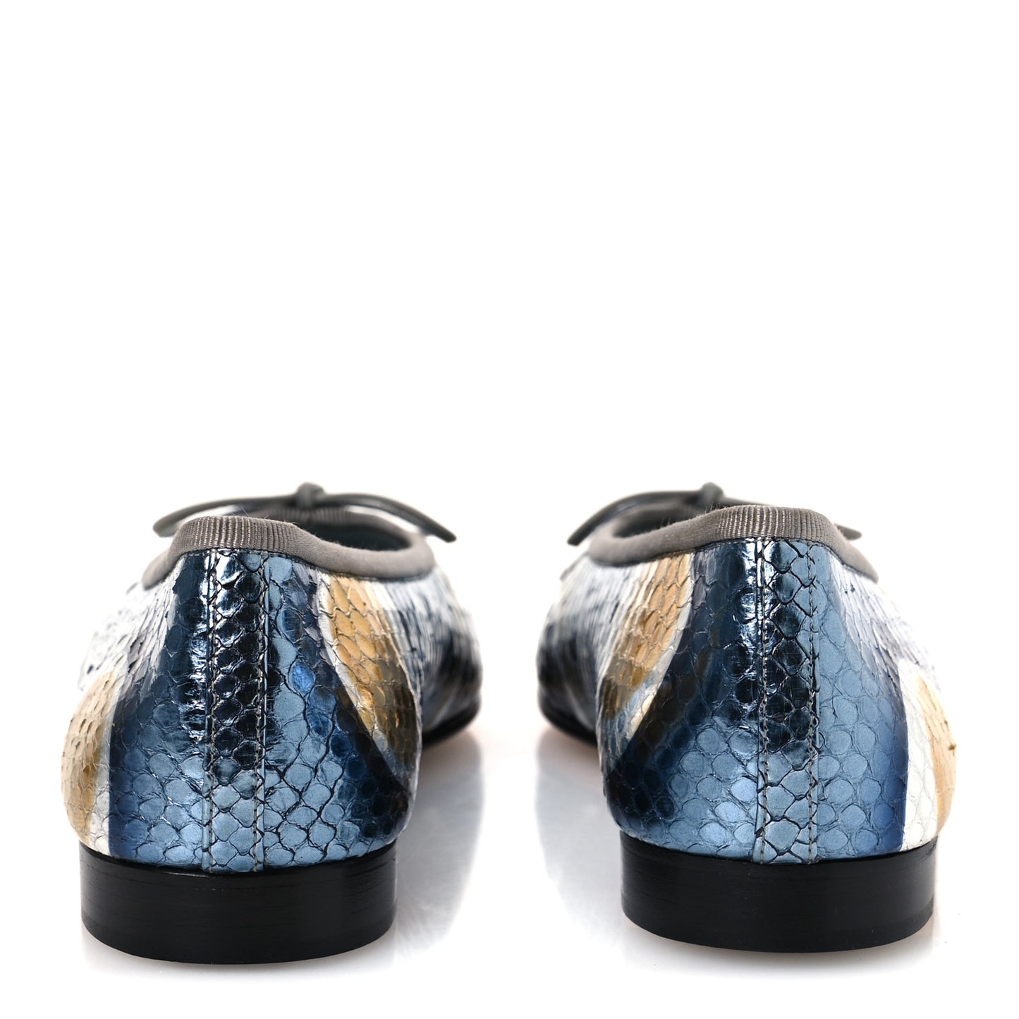 Snakeskin Patent Calfskin Cap Toe CC Ballerina Flats 37.5 Blue Multicolor
