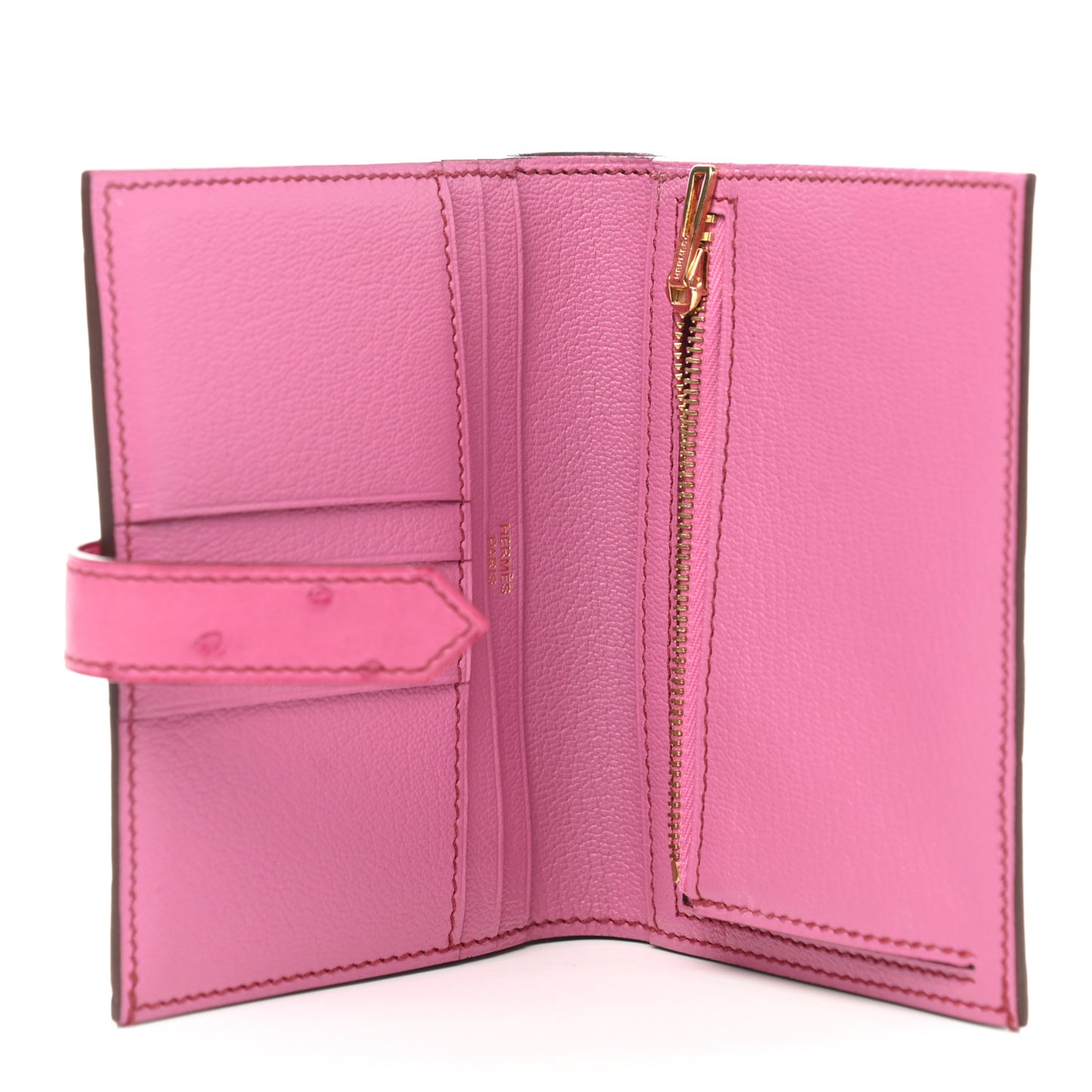 Ostrich Bearn Compact Wallet Fuchsia