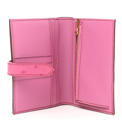 Hermes Ostrich Bearn Compact Wallet Fuchsia 5 of 7