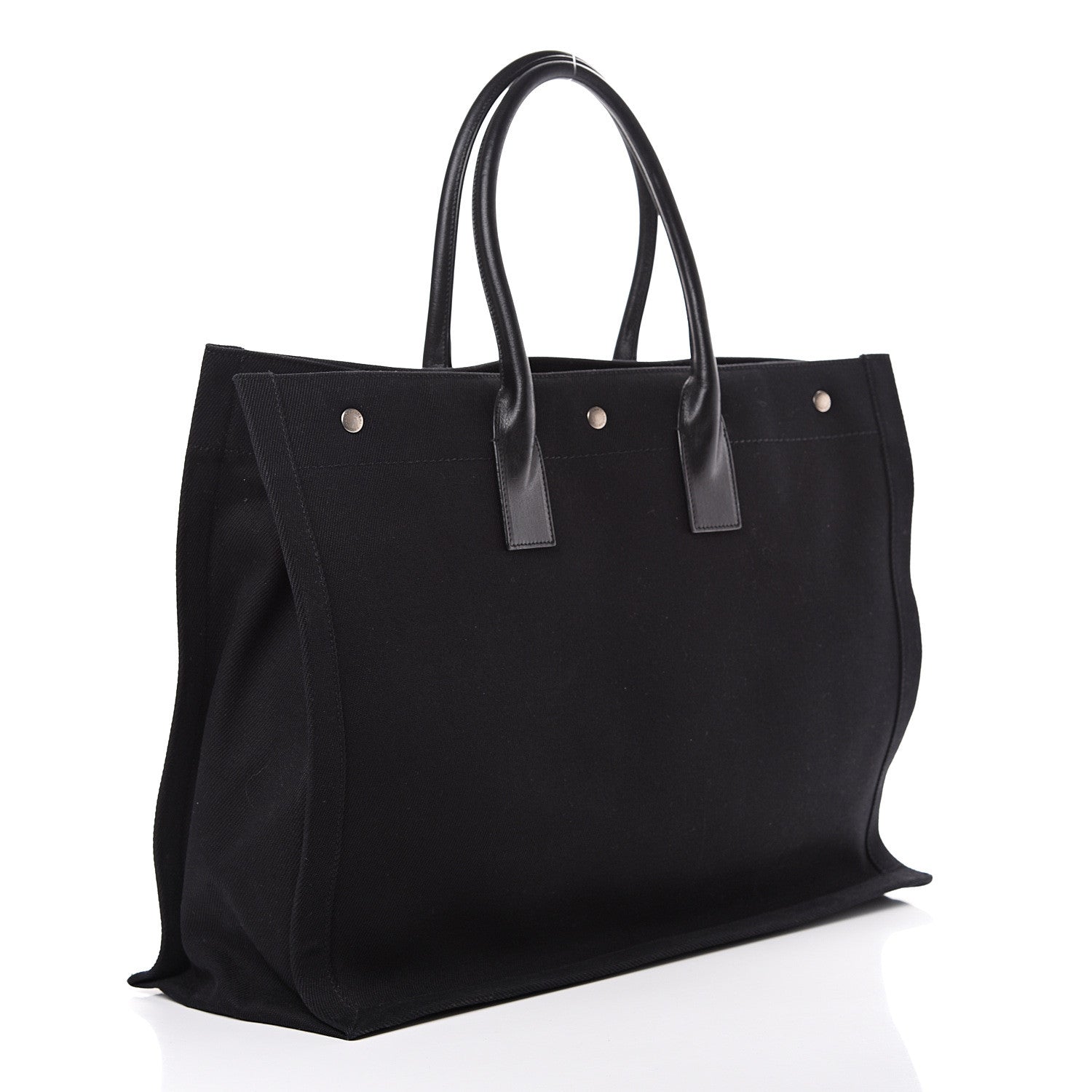 Saint Laurent Linen Calfskin Rive Gauche Tote Black 2 of 11