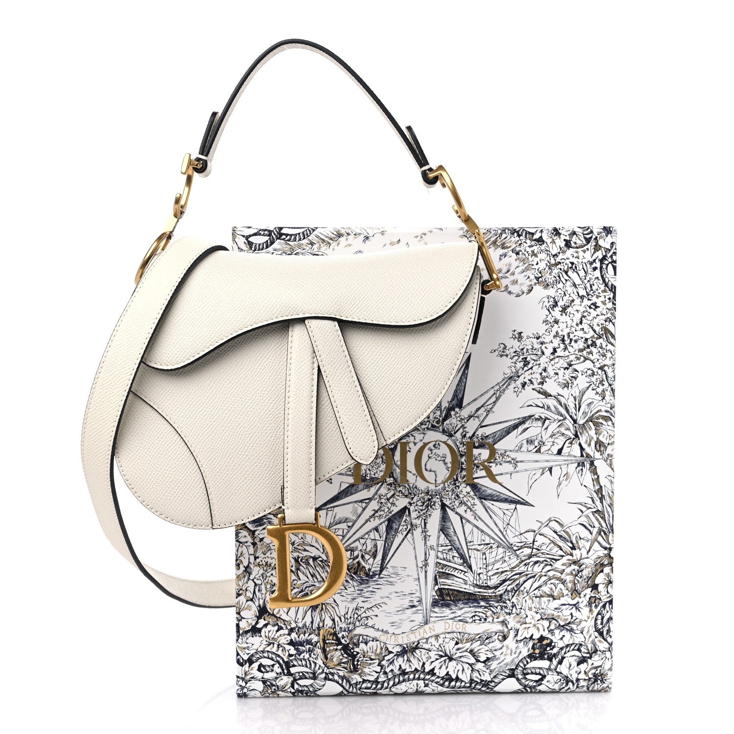 Christian Dior Grained Calfskin Mini Saddle Bag With Strap White 11 of 11