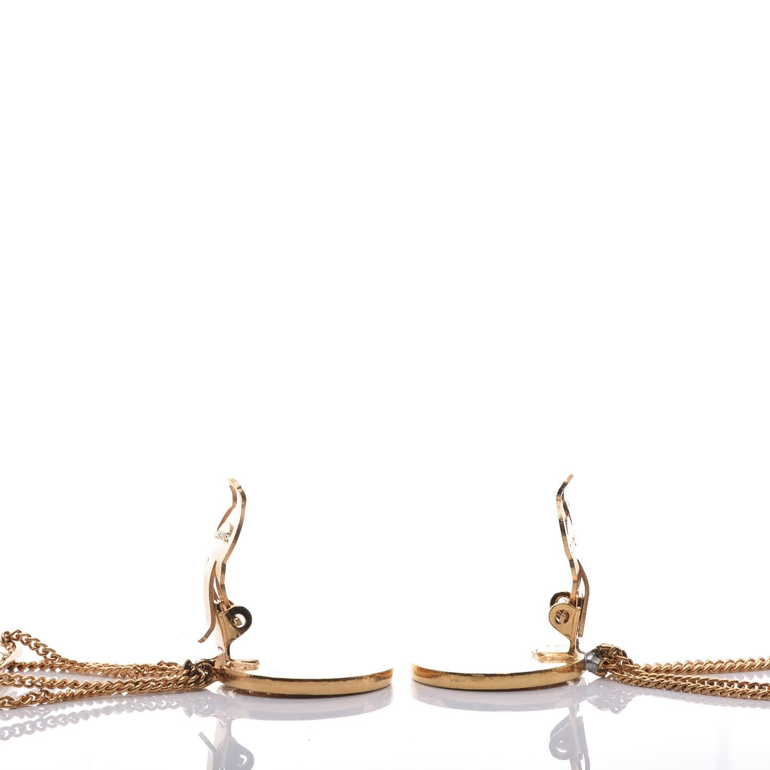 Chanel 2.55 Flap Dangle Clip On Earrings Gold 3 of 5