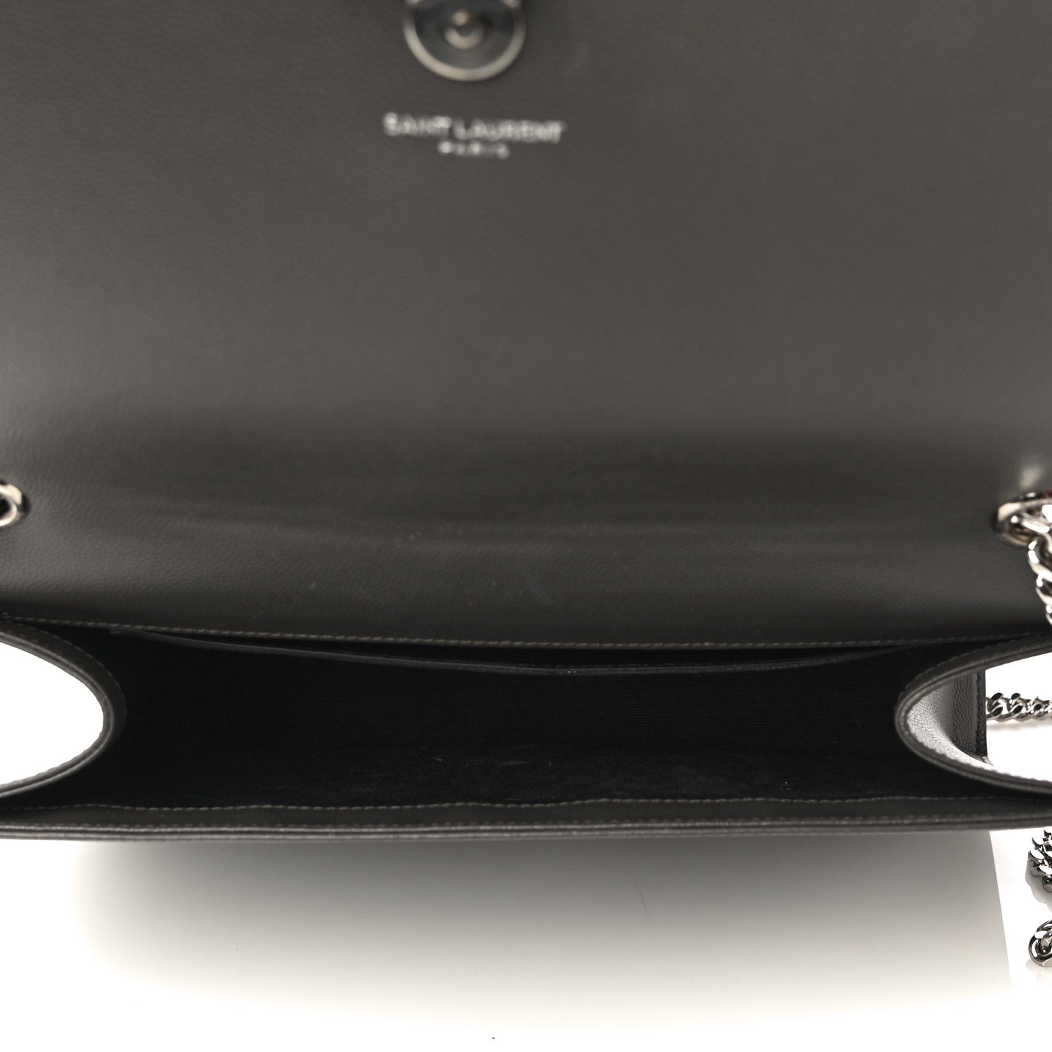 Saint Laurent Grain De Poudre Medium Classic Monogram Kate Satchel Earth Grey 4 of 15