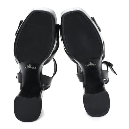 Prada Nappa Logo Quilted Crisscross Platform 20/65mm Sandals 37.5  Black 6 of 10