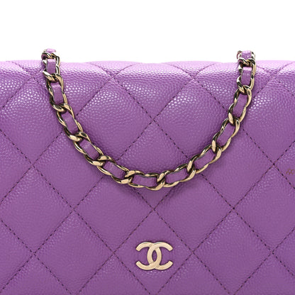 Chanel Caviar Quilted Wallet On Chain WOC Purple 9 of 12