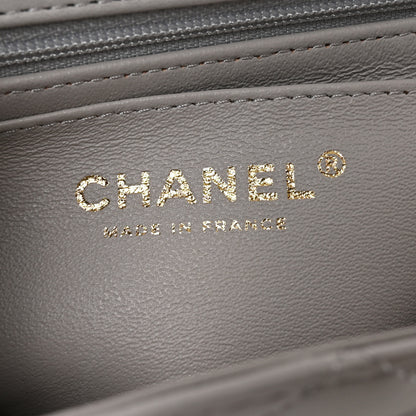 Chanel Lambskin Quilted Mini Top Handle Rectangular Flap Grey 6 of 11
