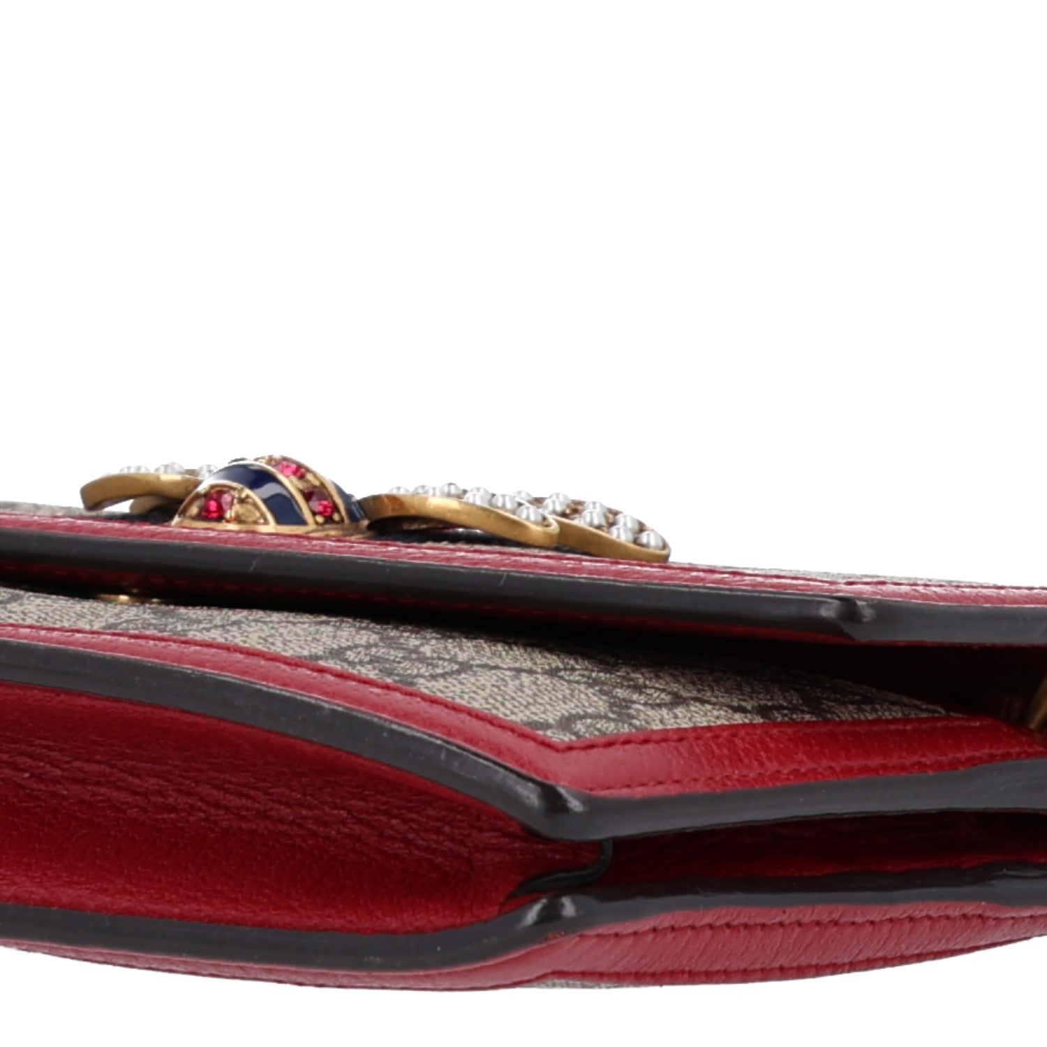 Gucci GG Supreme Monogram Web Queen Margaret Chain Wallet Red 9 of 9