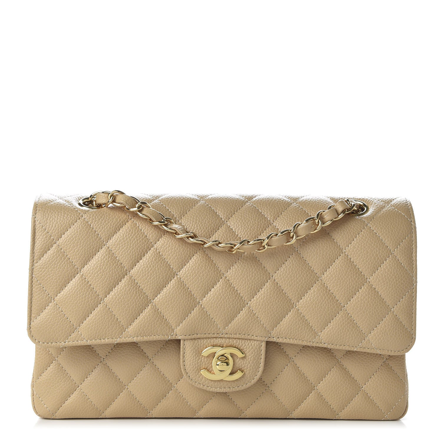 Chanel Caviar Quilted Medium Double Flap Beige 1 of 11