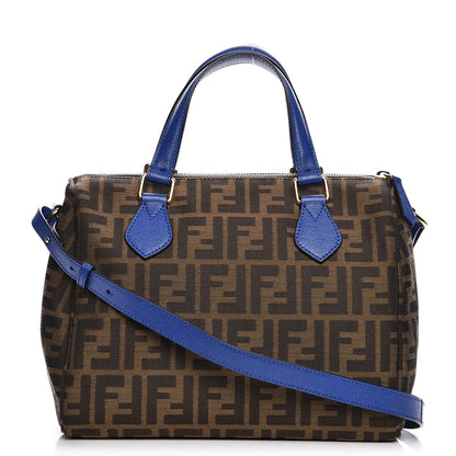 Fendi Zucca Vitello Elite Small Boston Tobacco Blue Neon 1 of 10