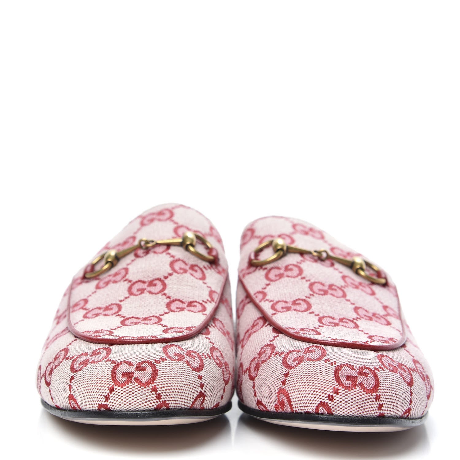 Gucci Canvas GG Monogram Horsebit Womens Princetown Slippers 40.5 Gardenia Hibiscus Red 2 of 8