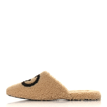 Gucci Shearling Interlocking G Mens Slippers 12 Butterscotch Cocoa 1 of 8