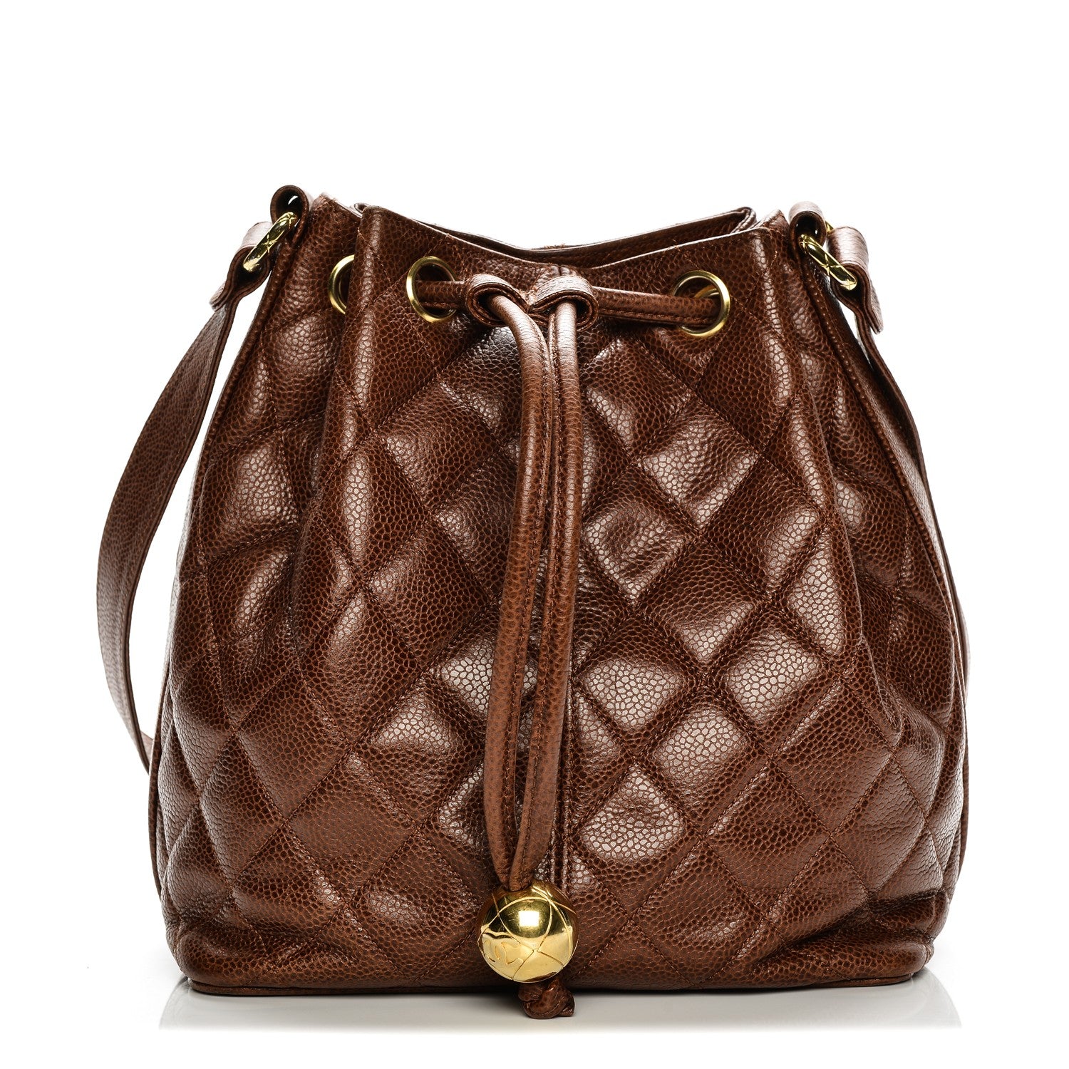 Chanel Caviar Quilted Drawstring Shoulder Bag Brown 1 of 10