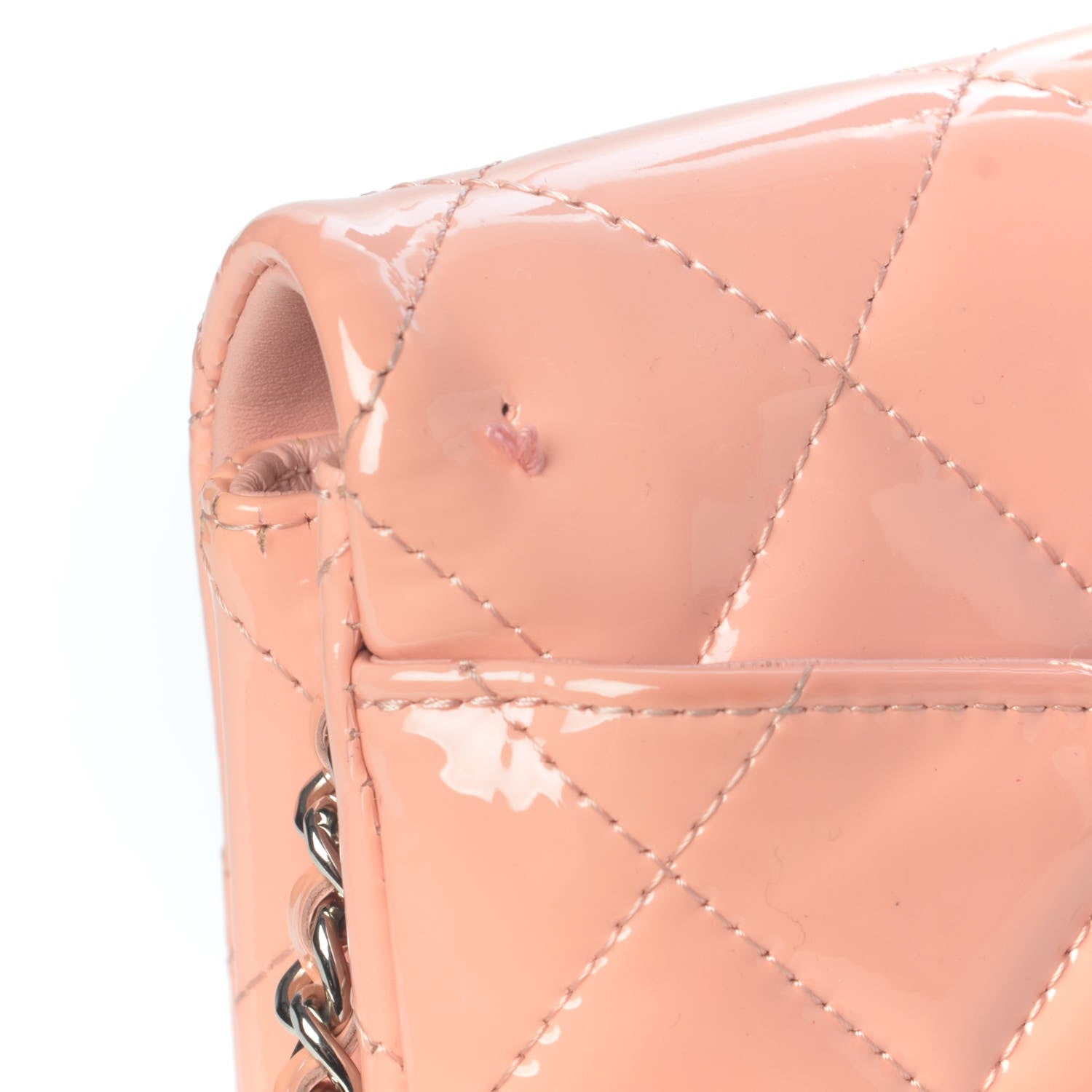 Chanel Patent Quilted Clutch With Chain Flap Light Pink 12 of 15