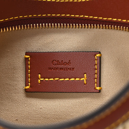 Chloe Calfskin Raffia Embroidered Small Darryl Hobo Sepia Brown 6 of 10