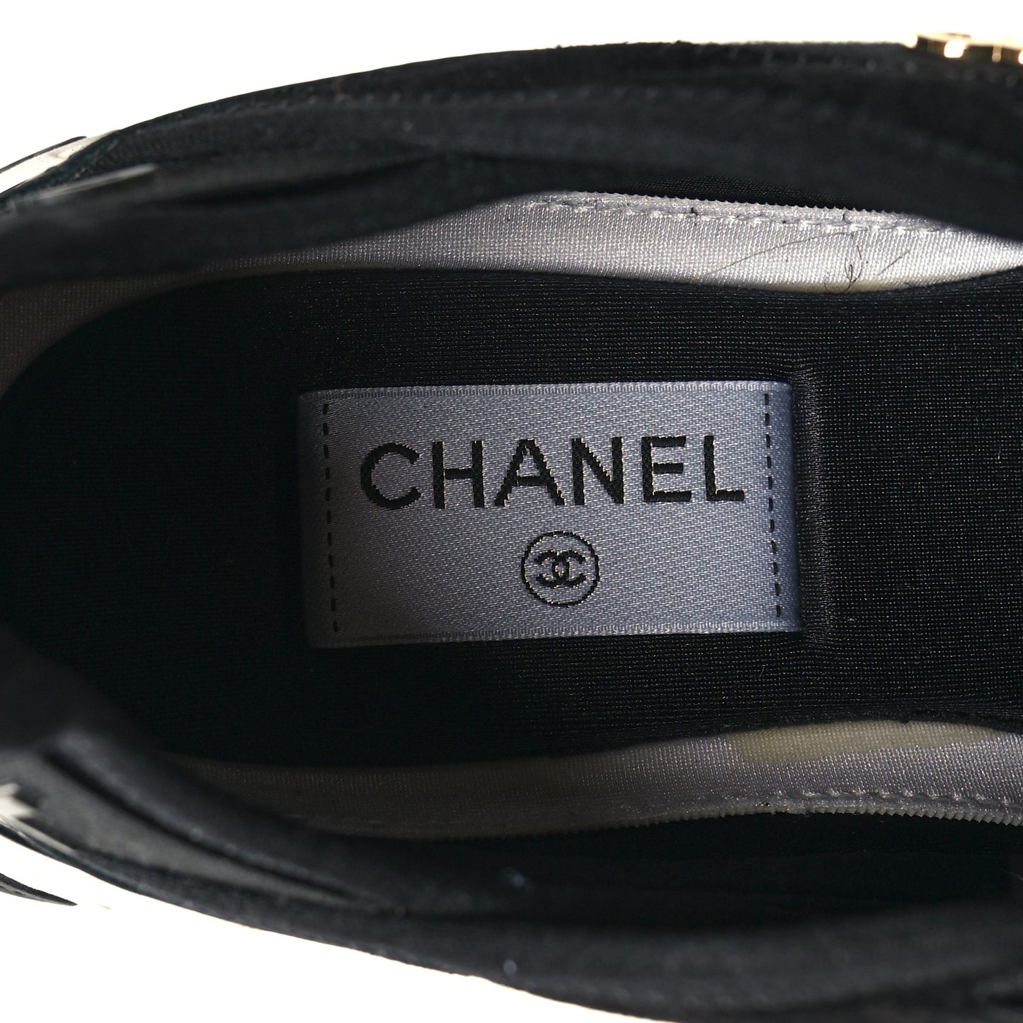 Velvet Calfskin Mixed Fibers CC Sneakers 38.5 Black