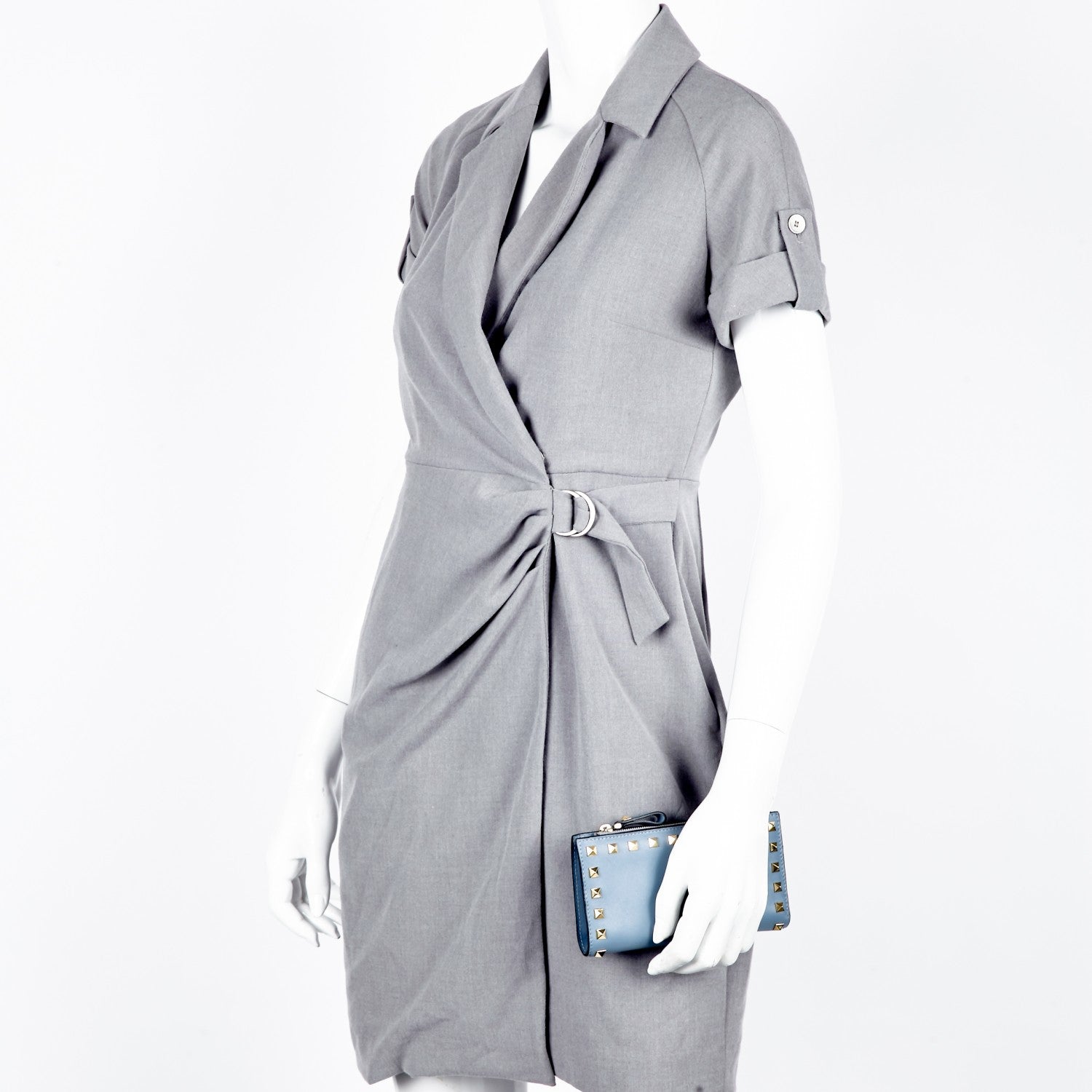 Valentino Garavani Calfskin Rockstud Continental Wallet London Stone 10 of 17