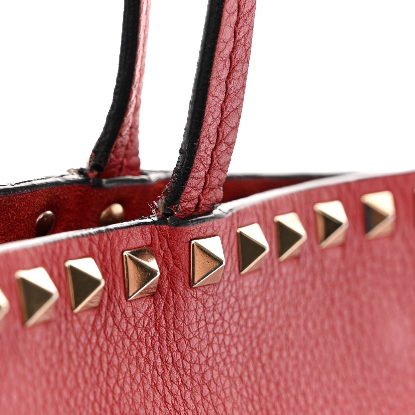 Grained Calfskin Rockstud Shoulder Tote Rosso Valentino