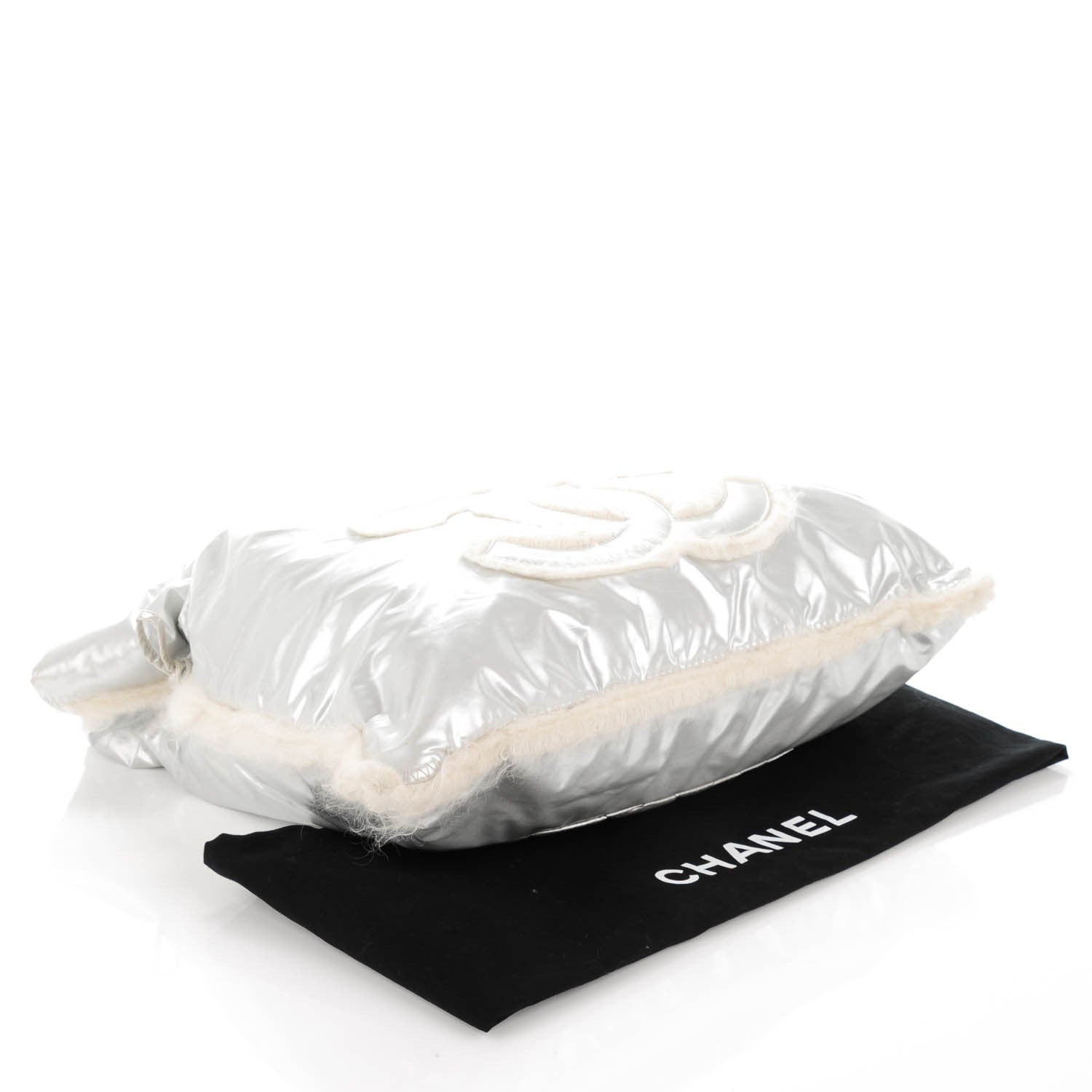 Chanel Vinyl Mohair Trimmed CC Bonbons Tote Silver 4 of 7