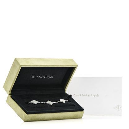 Van Cleef & Arpels 18K White Gold Mother of Pearl 5 Motifs Vintage Alhambra Bracelet 5 of 5