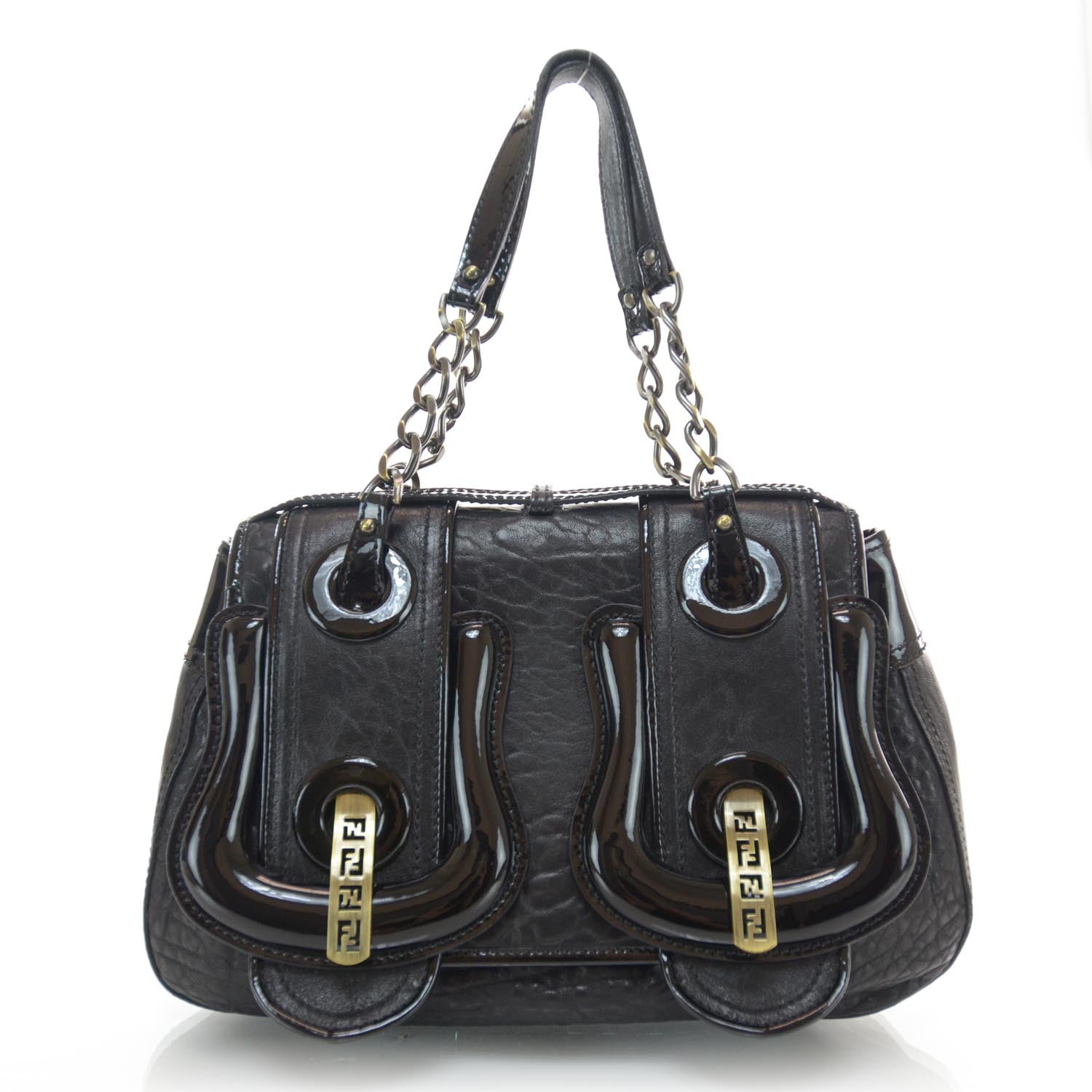 Fendi Nappa Patent B Bag Black 1 of 8